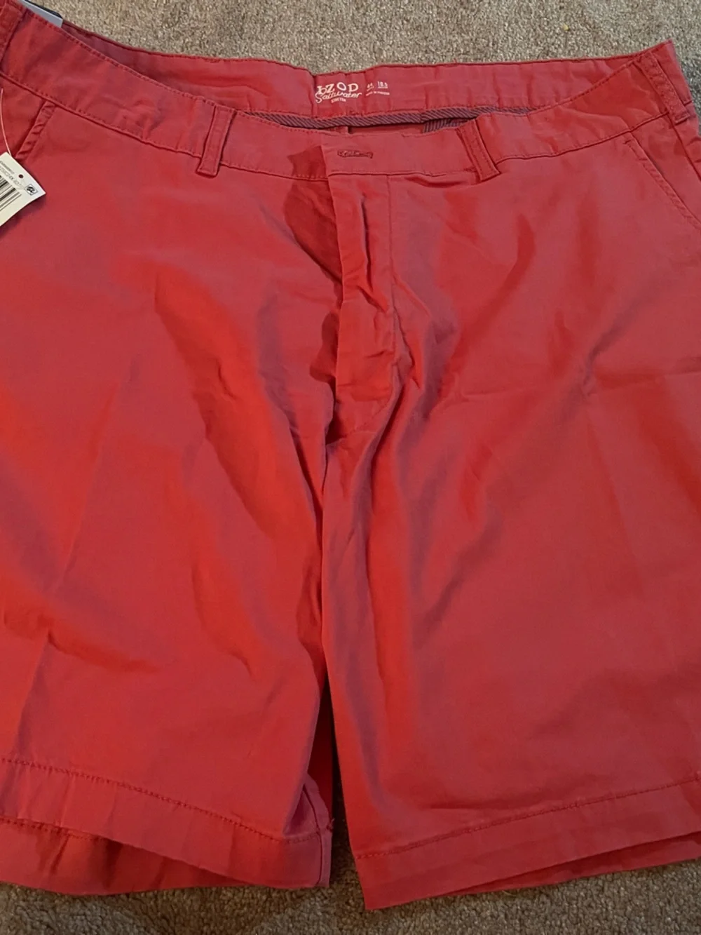 Izod Red Flat-Front Chino Shorts